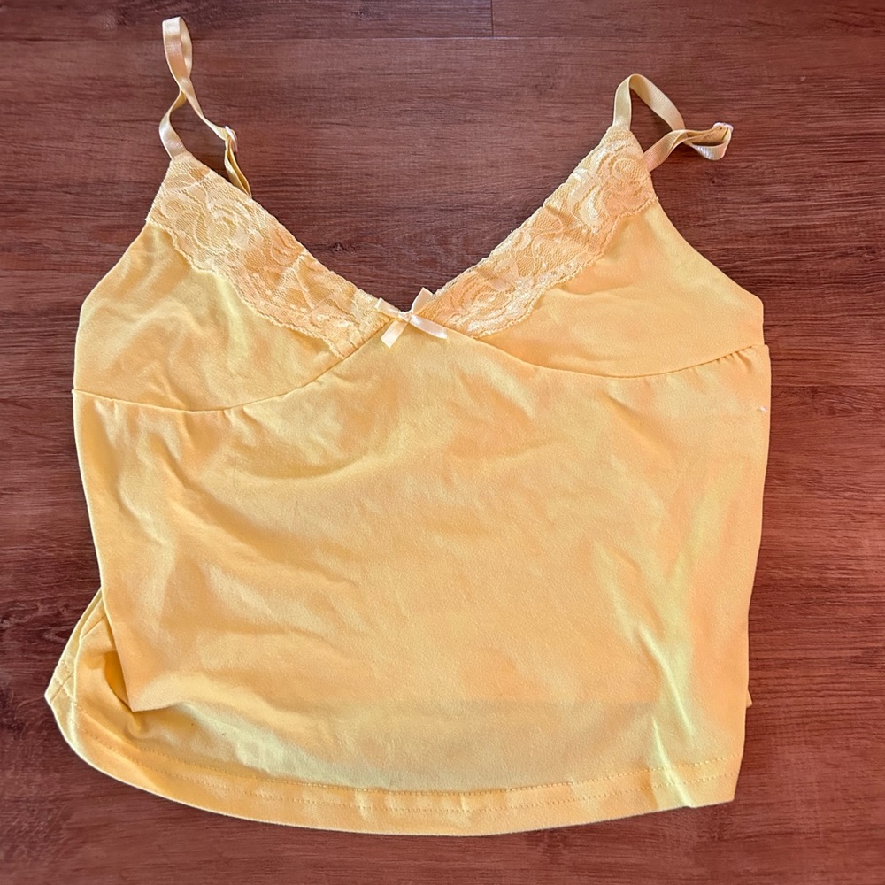 SHEIN Yellow Lace Detail Camisole